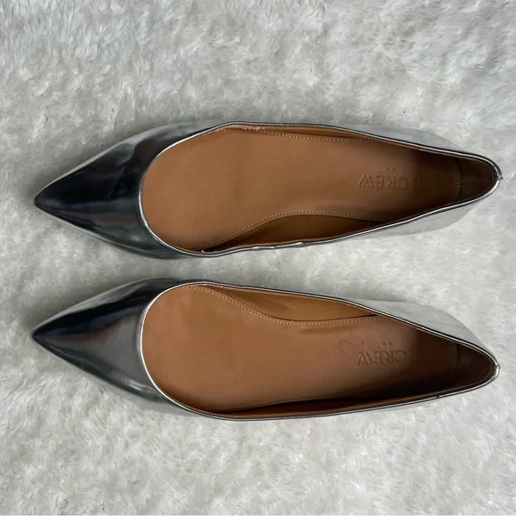 J Crew silver metallic mirror point toe ballet flats - Picture 4 of 6